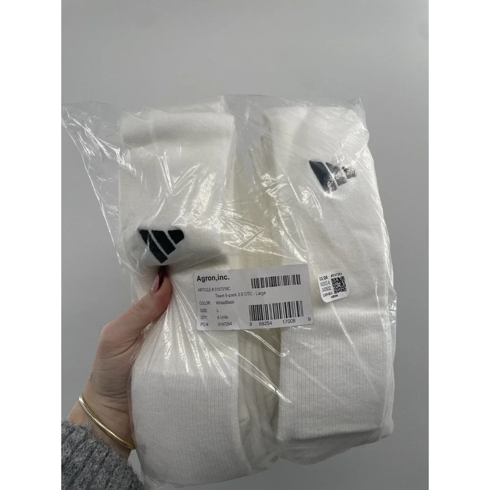 NWT Adidas Team Over‎ The Calf Soccer Football White Socks Large - Pack of 6
